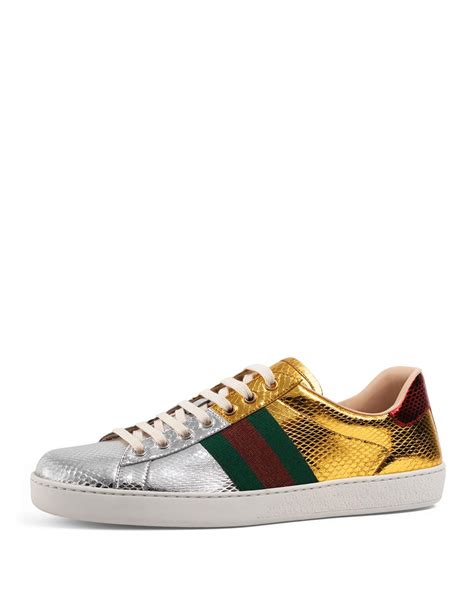 gucci sneakers heart review|Gucci ace metallic snakeskin sneakers.